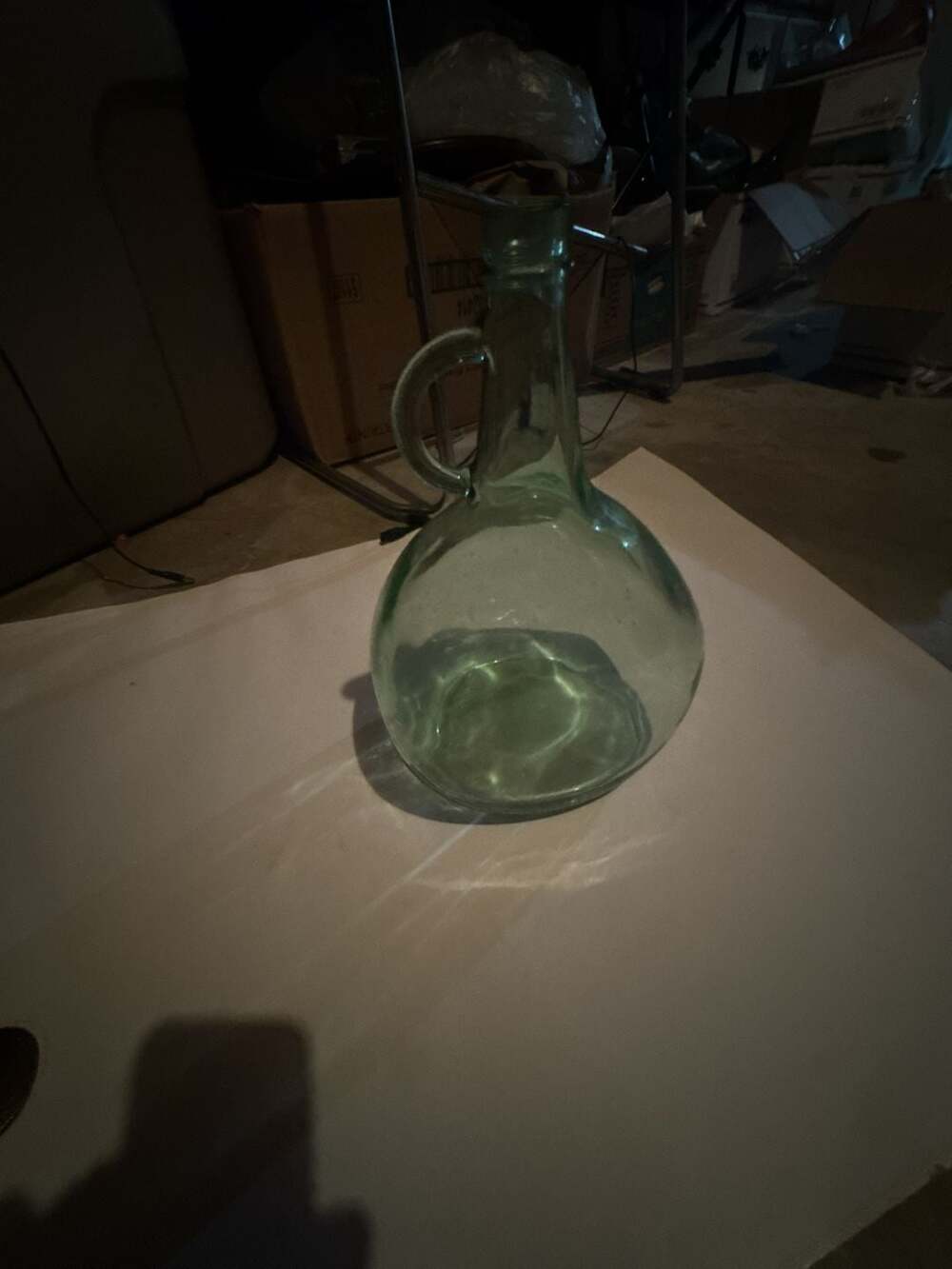 Vintage Almaden Vineyards Green Glass Round Handled Wine Jug Decanter